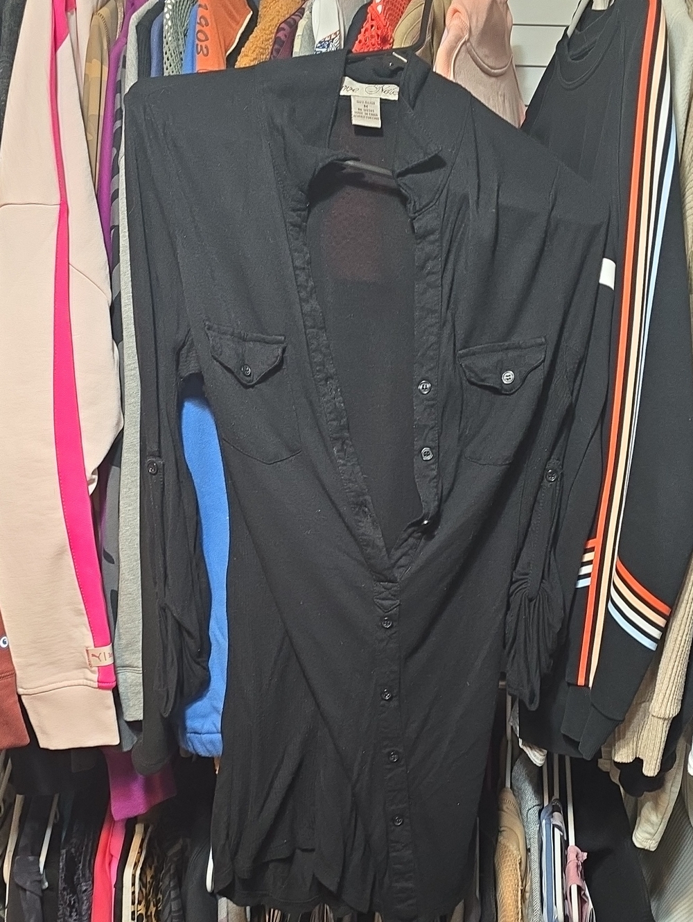 Love Notes Black Button-Down Shirt Beautiful Top Medium Like New